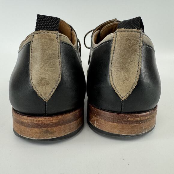 Johnston & Murphy Mens Shoes 12W Black Tan Leather Melton Cap Toe Oxford READ! main image 5